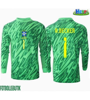 Brasilien Alisson Becker #1 Målvakt Hemmatröja Copa America 2024 Långärmad